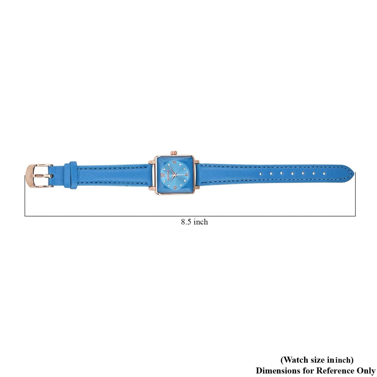 Strada White Austrian Crystal Japanese Movement Watch in Rosetone with Blue Faux Leather Strap (25.40 mm) (6.75-9.00 Inches) image number 7