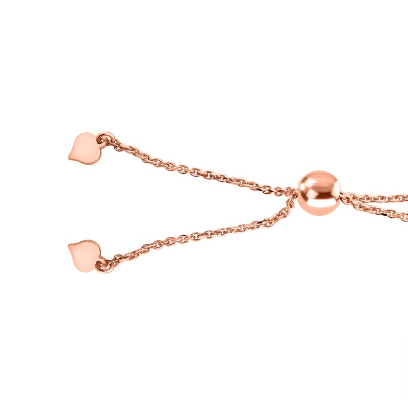 Heart Bolo Bracelet in 14K Rose Gold Over Sterling Silver