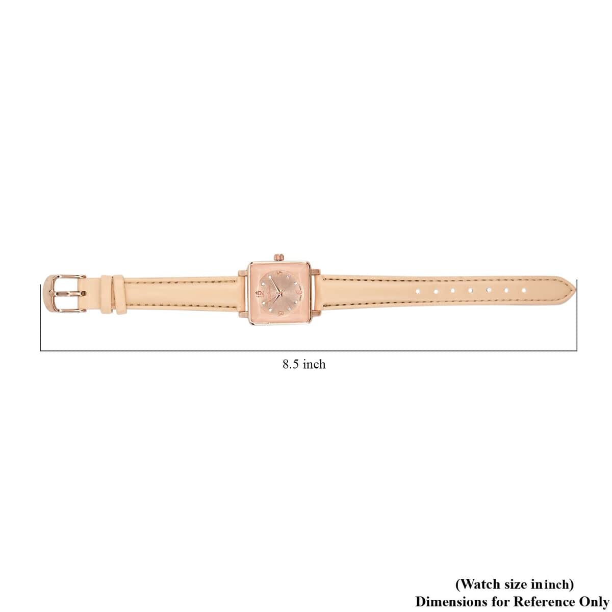 Strada White Austrian Crystal Japanese Movement Watch in Rosetone with Champagne Color Faux Leather Strap (25.40 mm) (6.75-9.00 Inches) image number 7