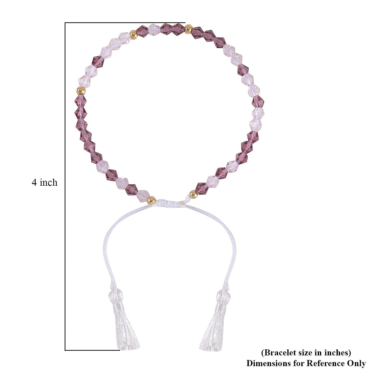 Light and Dark Pink Glass Beaded Bolo Always in My Heart Morse Code Bracelet in Natural Cotton Cord and 14K YG Over Sterling Silver (Adjustable) image number 5