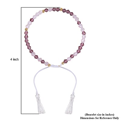 Light and Dark Pink Glass Beaded Bolo Always in My Heart Morse Code Bracelet in Natural Cotton Cord and 14K YG Over Sterling Silver (Adjustable)