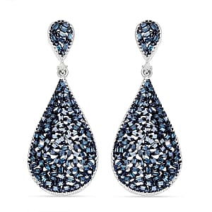 Blue Diamond and White Diamond 0.99 ctw Earrings in Platinum Over Sterling Silver (6.42 g)