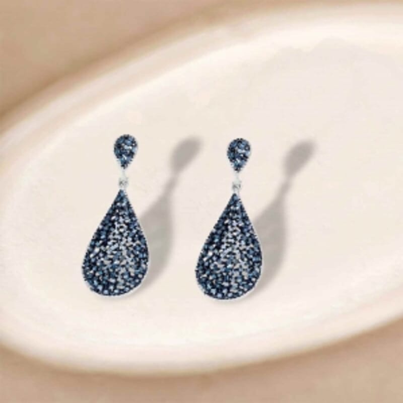 Blue Diamond and White Diamond 0.99 ctw Earrings in Platinum Over Sterling Silver (6.42 g)