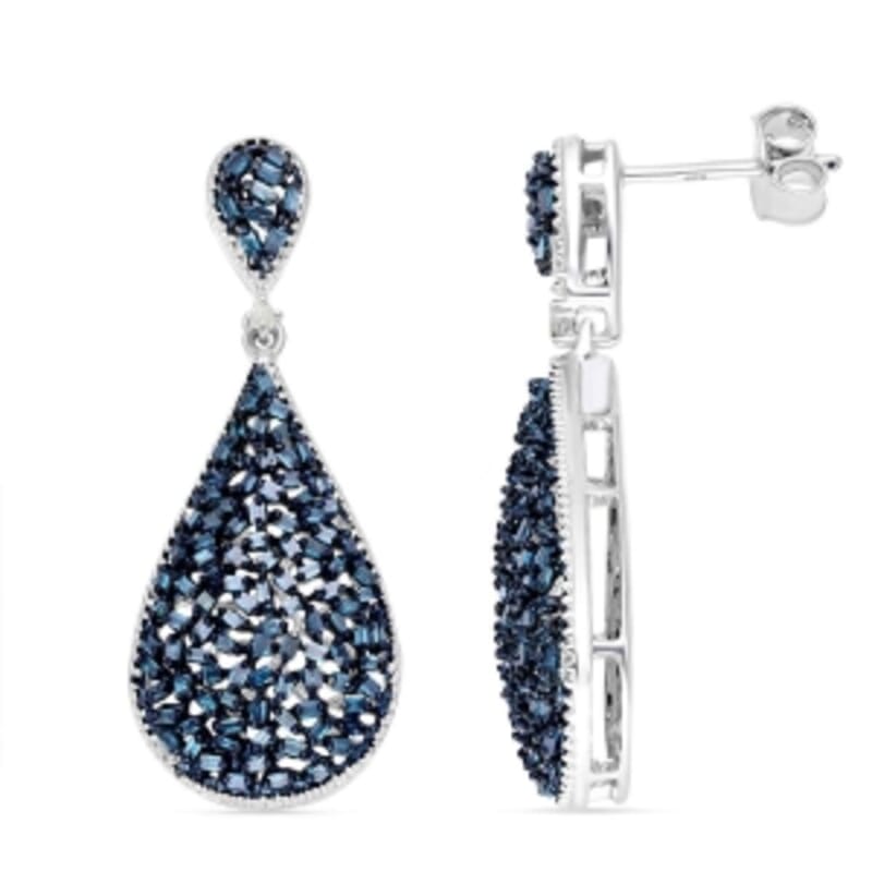 Blue Diamond and White Diamond 0.99 ctw Earrings in Platinum Over Sterling Silver (6.42 g)