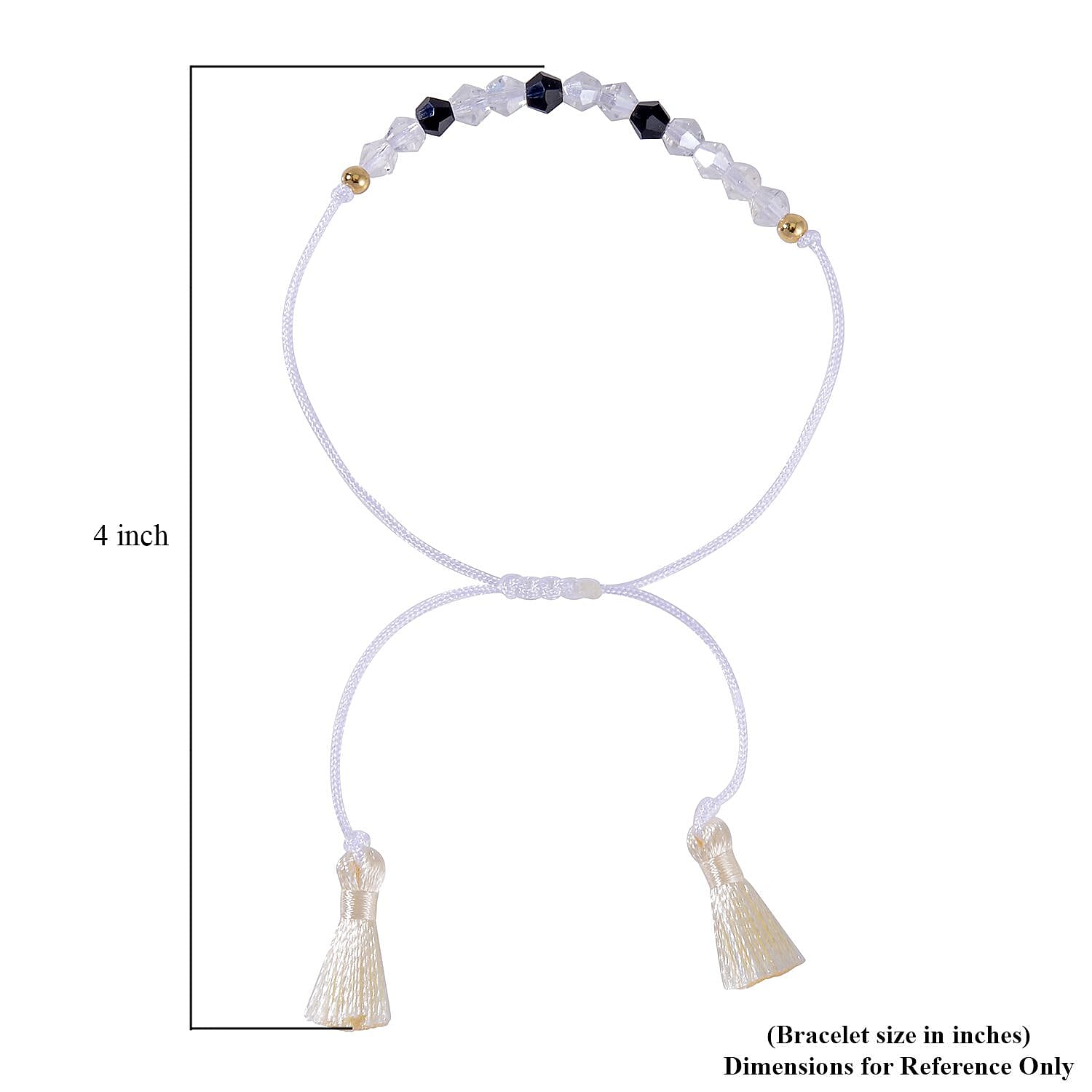 Black and White Glass Beaded Bolo Faith Morse Code Bracelet in Natural Cotton Cord (Adjustable) 10.85 ctw