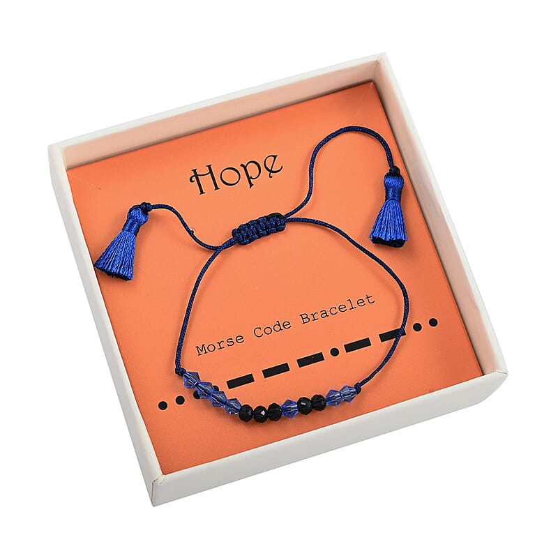 Blue Glass  Bracelet (Size - 6) Pure Natural Cotton Cord 4.20 ctw