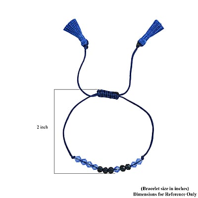 Blue Glass  Bracelet (Size - 6) Pure Natural Cotton Cord 4.20 ctw