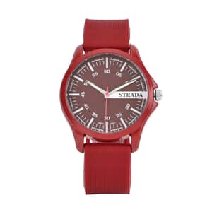 Strada Japanese Movement Watch with Red Silicone Strap (39.87 mm) (6.25-8.50 Inches)