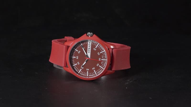 Strada Japanese Movement Watch with Red Silicone Strap (39.87 mm) (6.25-8.50 Inches)