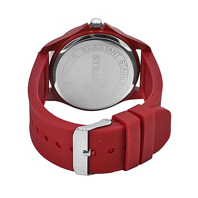 Strada Japanese Movement Watch with Red Silicone Strap (39.87 mm) (6.25-8.50 Inches)