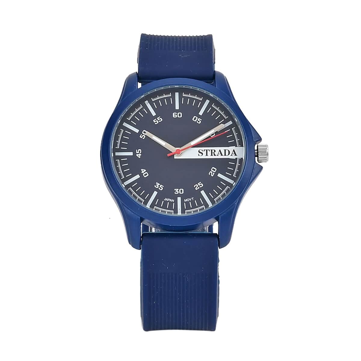 Strada Japanese Movement Watch with Blue Silicone Strap (39.87 mm) (6.25-8.50 Inches) image number 0