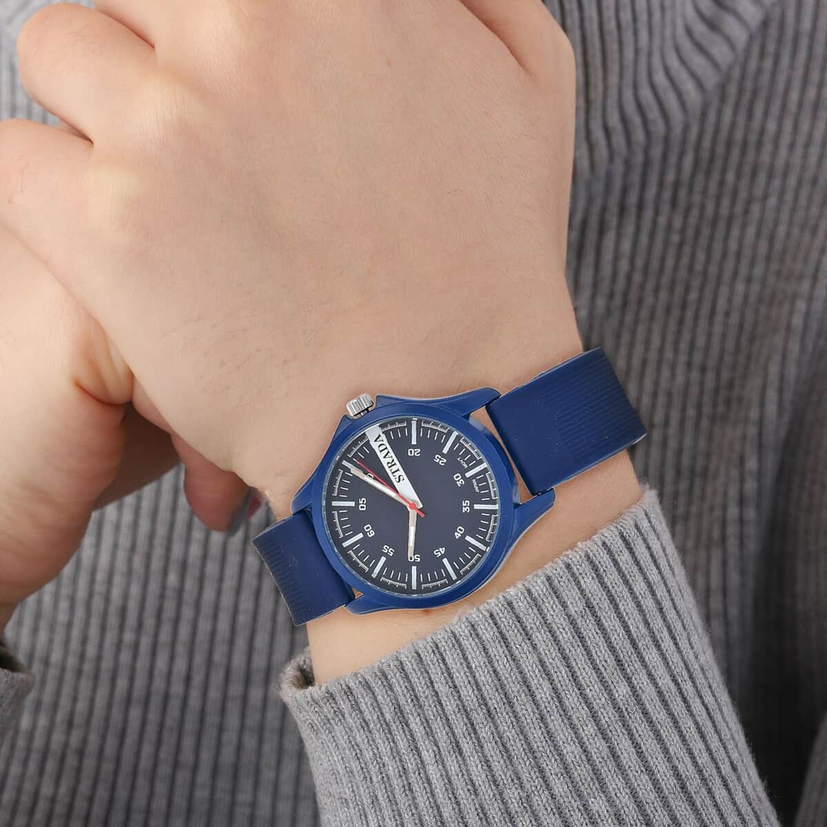 Strada Japanese Movement Watch with Blue Silicone Strap (39.87 mm) (6.25-8.50 Inches) image number 2