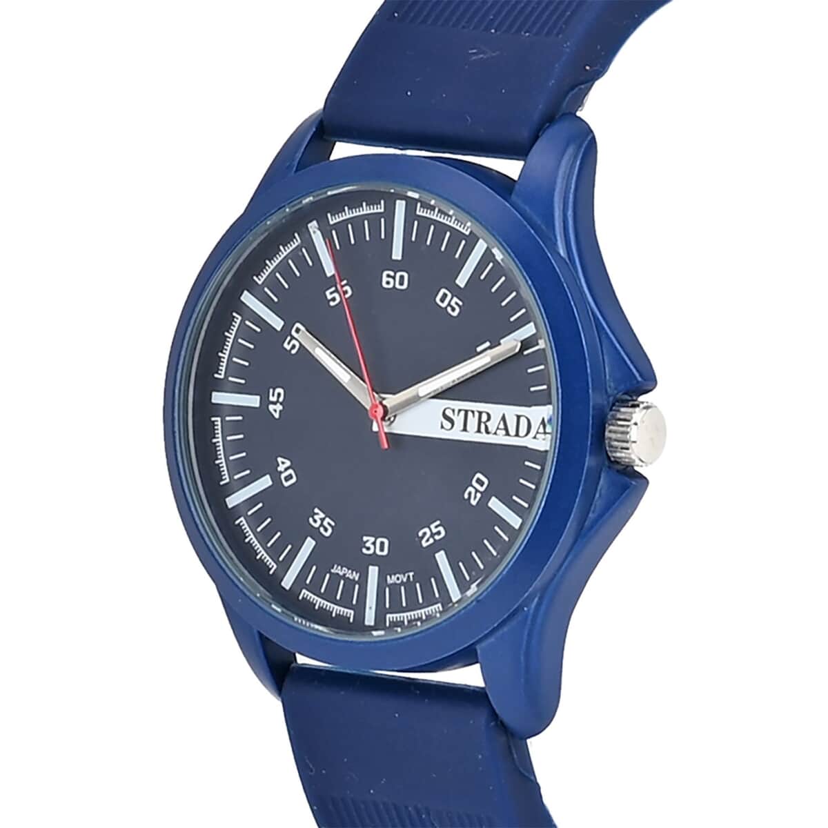 Strada Japanese Movement Watch with Blue Silicone Strap (39.87 mm) (6.25-8.50 Inches) image number 3