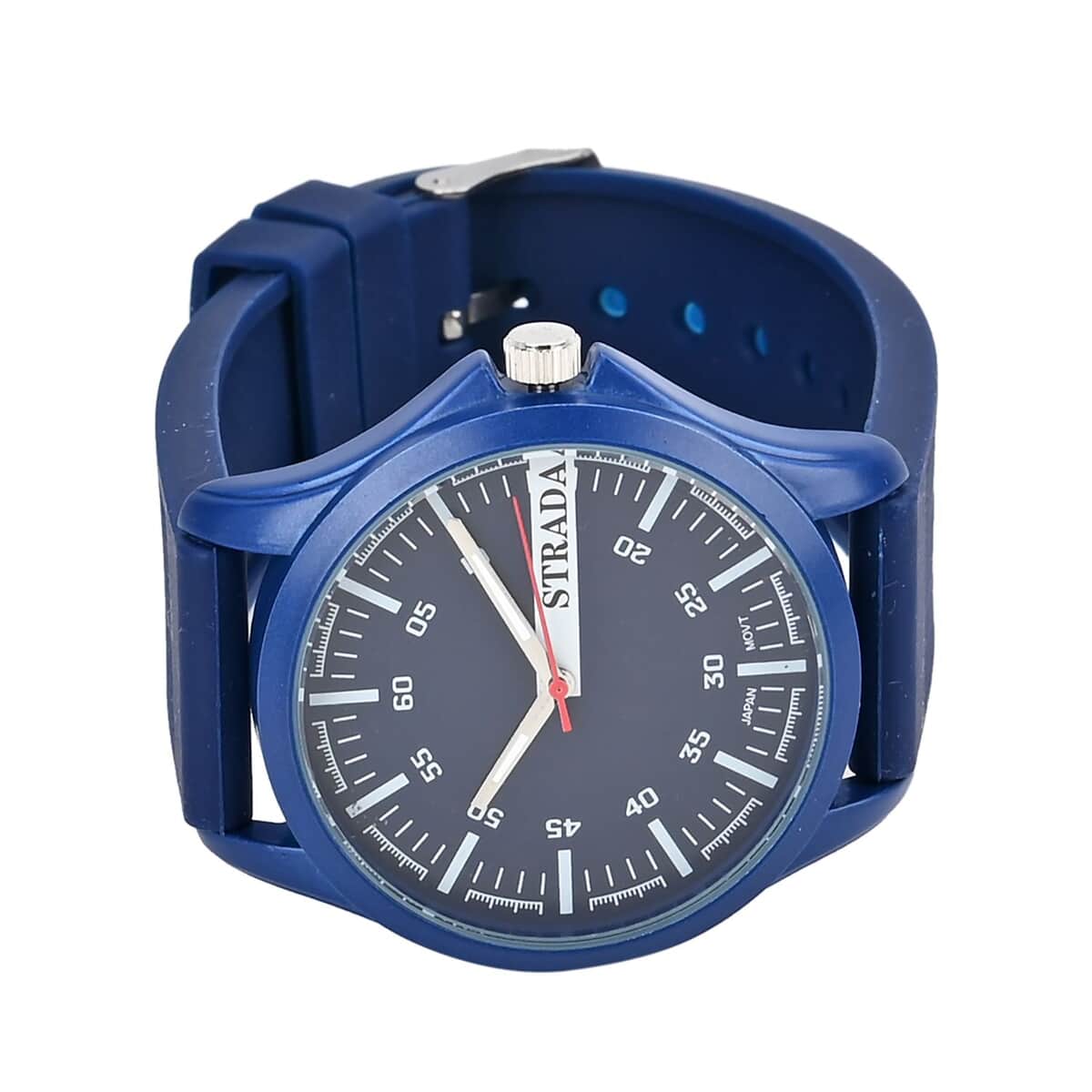 Strada Japanese Movement Watch with Blue Silicone Strap (39.87 mm) (6.25-8.50 Inches) image number 4