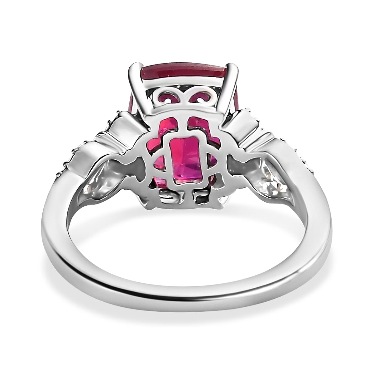 Doorbuster LUXORO 10K White Gold Premium Niassa Ruby and Diamond Ring 3.50 Grams 5.60 ctw image number 4