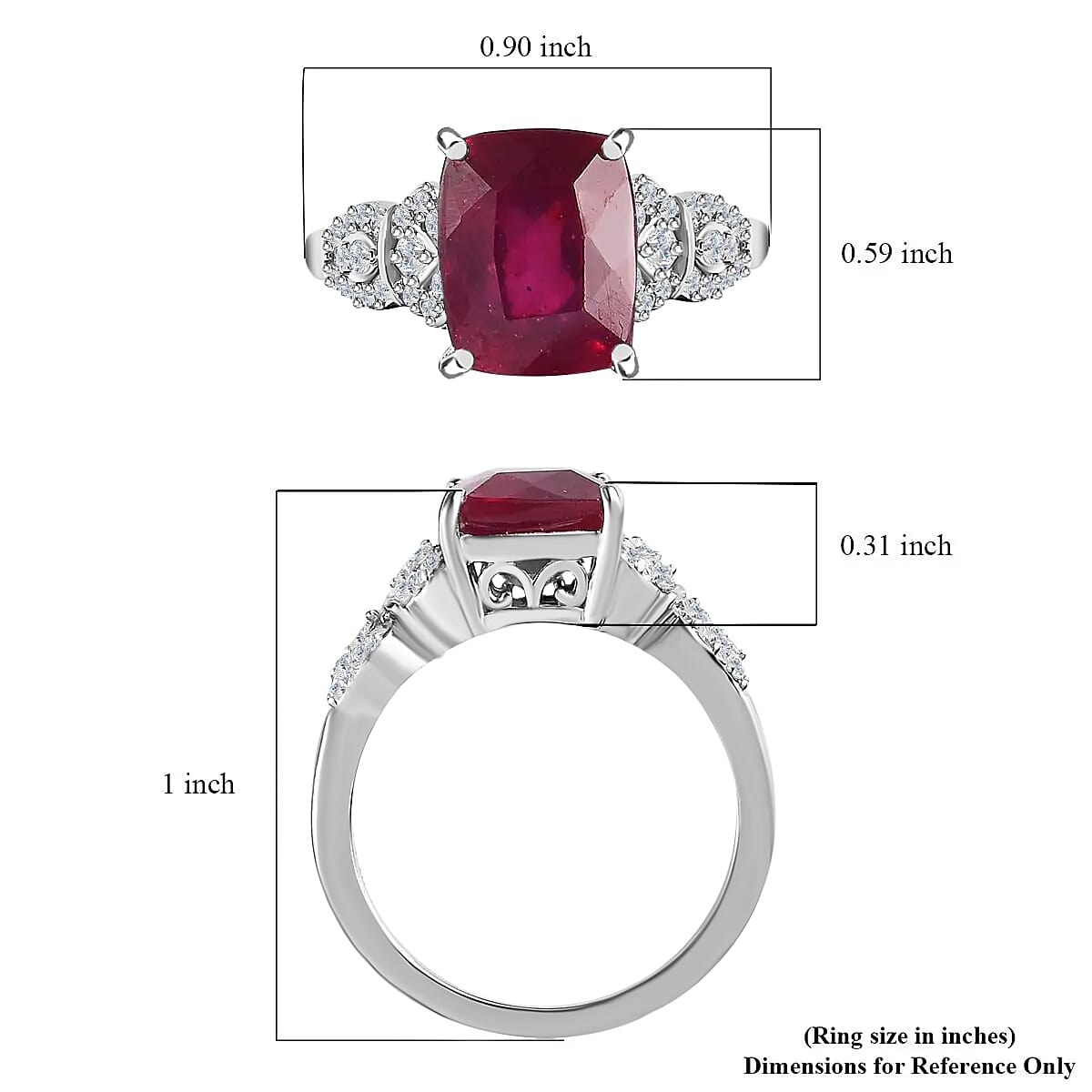 Doorbuster LUXORO 10K White Gold Premium Niassa Ruby and Diamond Ring 3.50 Grams 5.60 ctw image number 5