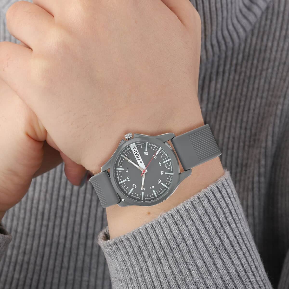 Strada Japanese Movement Watch with Gray Silicone Strap (39.87 mm) (6.25-8.50 Inches) image number 2