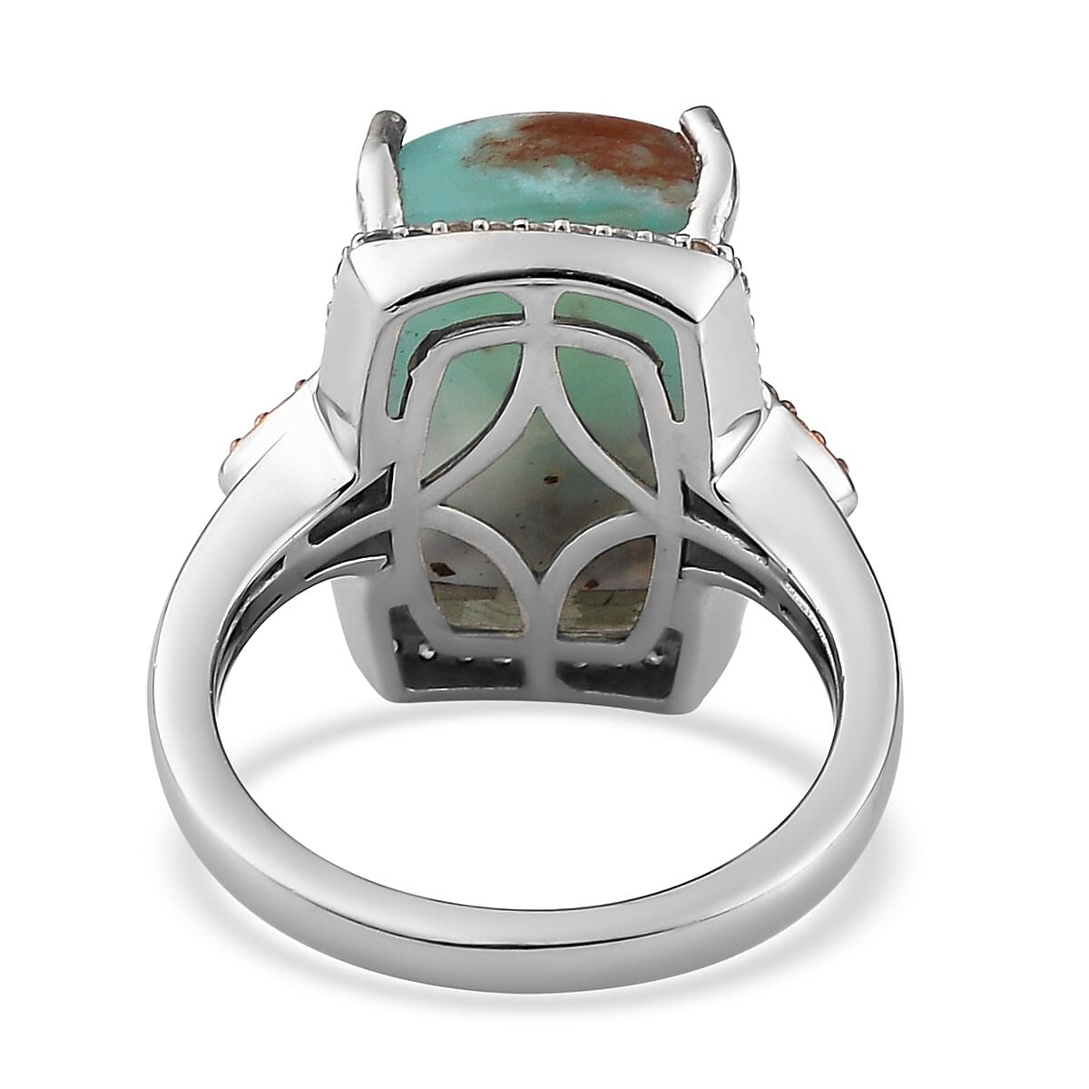Natural Zimbaprase, Natural White Zircon and Brown Zircon Ring in Rhodium and Platinum Over Sterling Silver 8.94 ctw image number 4