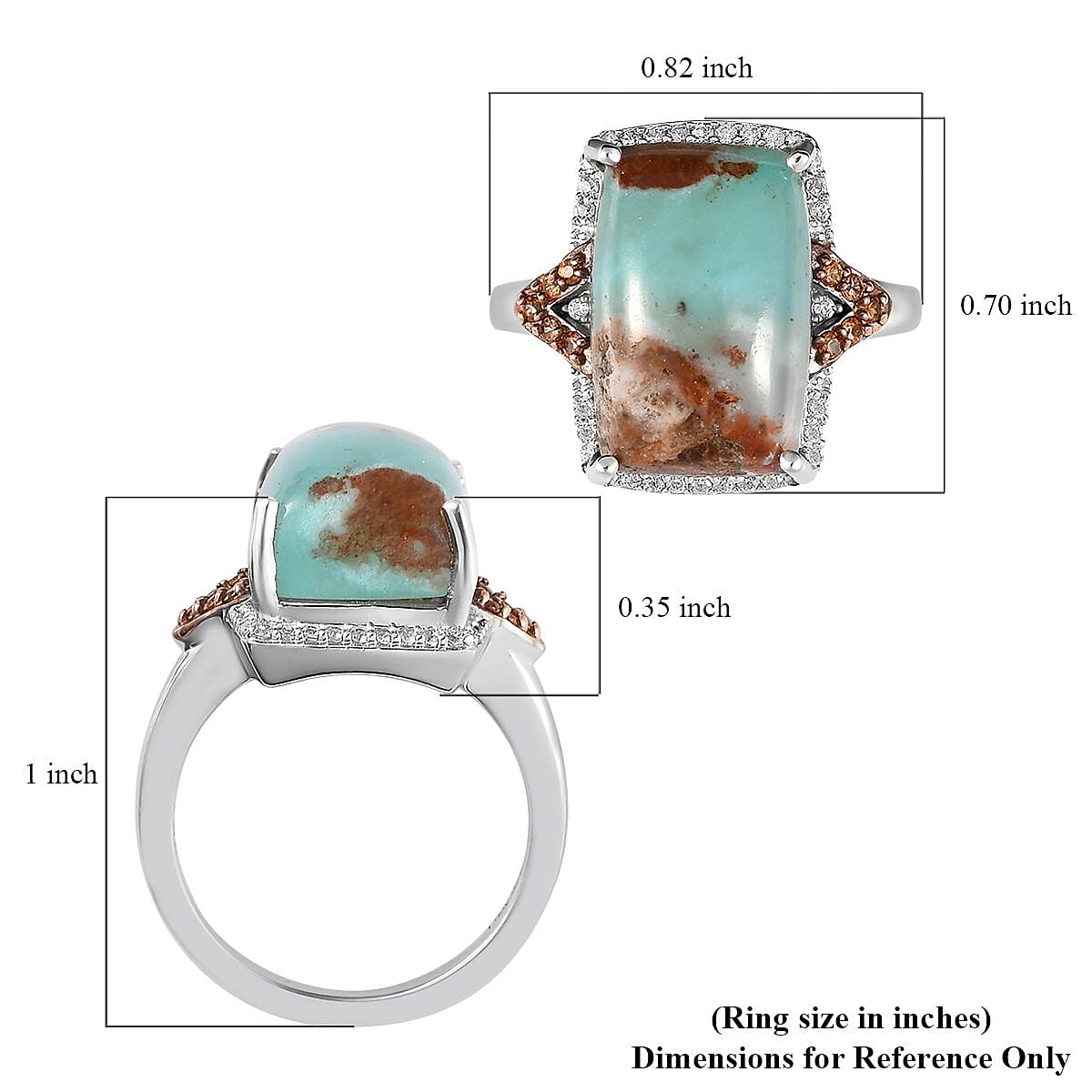 Natural Zimbaprase, Natural White Zircon and Brown Zircon Ring in Rhodium and Platinum Over Sterling Silver 8.94 ctw image number 5