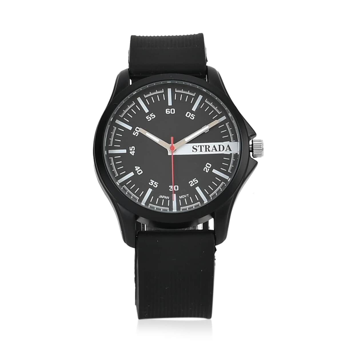 Strada Japanese Movement Watch with Black Silicone Strap (39.87 mm) (6.25-8.50 Inches) image number 0