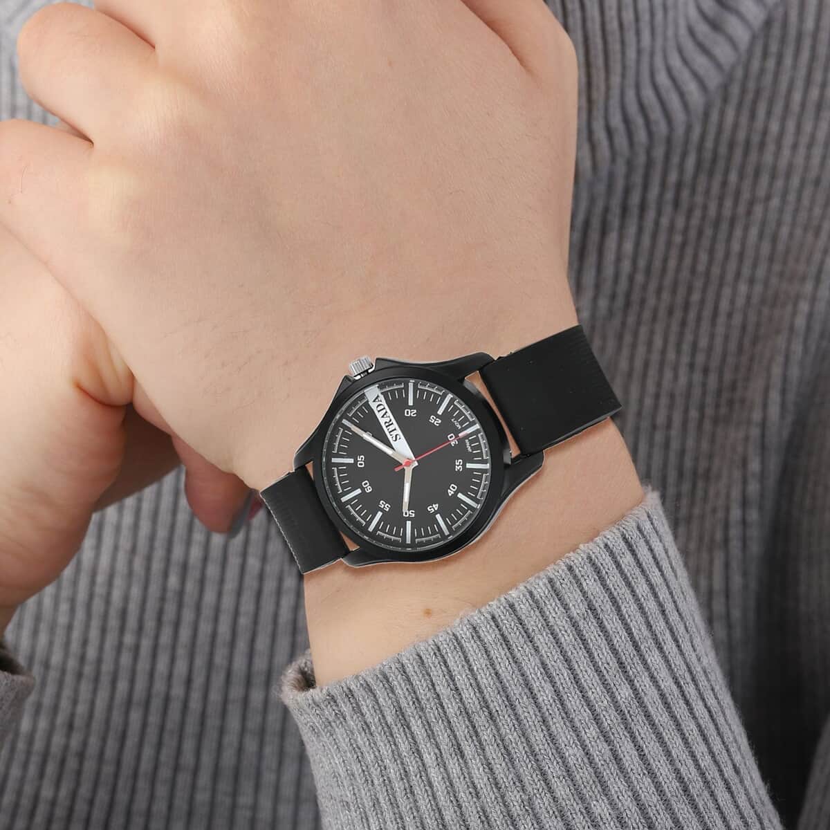 Strada Japanese Movement Watch with Black Silicone Strap (39.87 mm) (6.25-8.50 Inches) image number 2