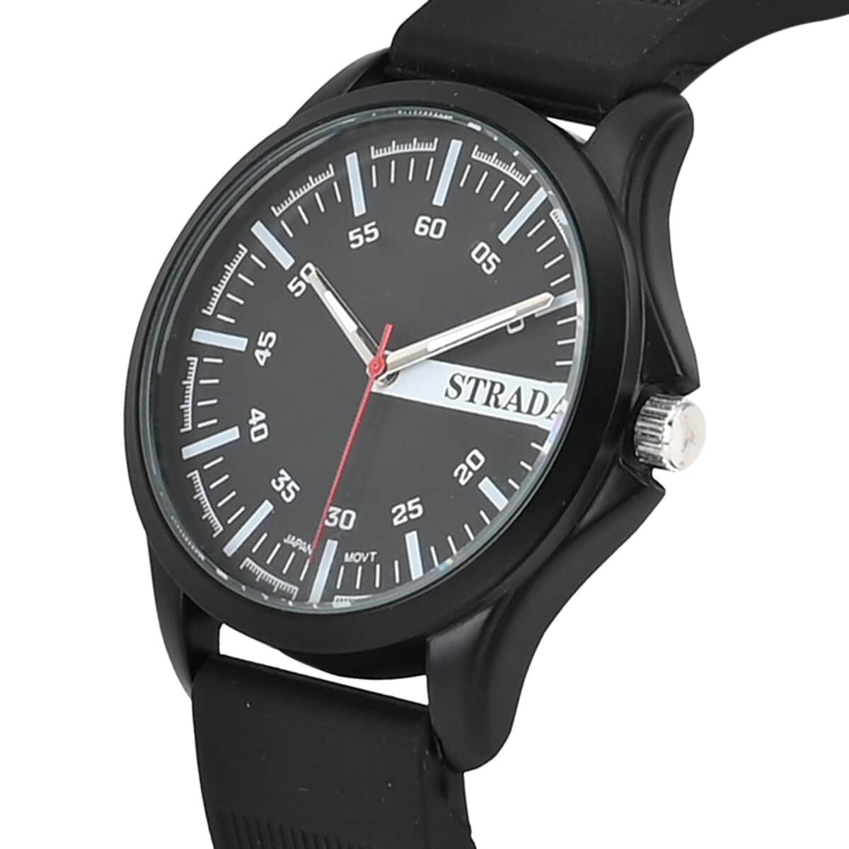 Strada Japanese Movement Watch with Black Silicone Strap (39.87 mm) (6.25-8.50 Inches) image number 3