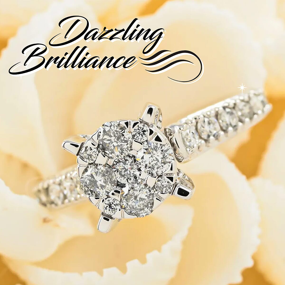 14K White Gold Snow White & Pepper Brilliant Diamond Ring (Size 7.0) 1.00 ctw image number 1