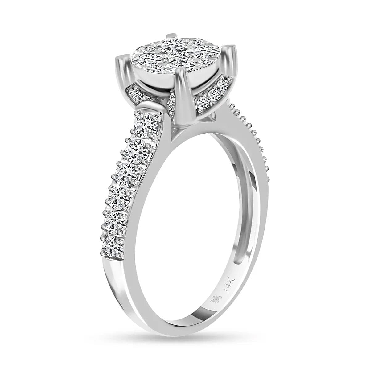 14K White Gold Snow White & Pepper Brilliant Diamond Ring (Size 7.0) 1.00 ctw image number 4