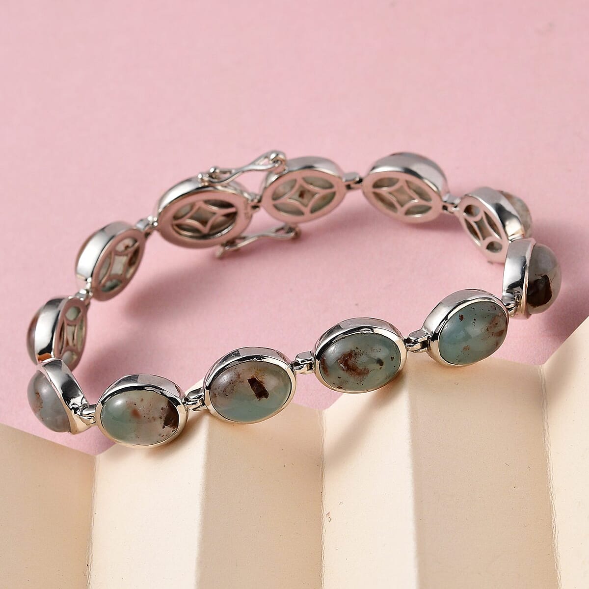 Natural Zimbaprase Bracelet in Platinum Over Sterling Silver (6.50 In) 13.50 Grams 40.00 ctw image number 1