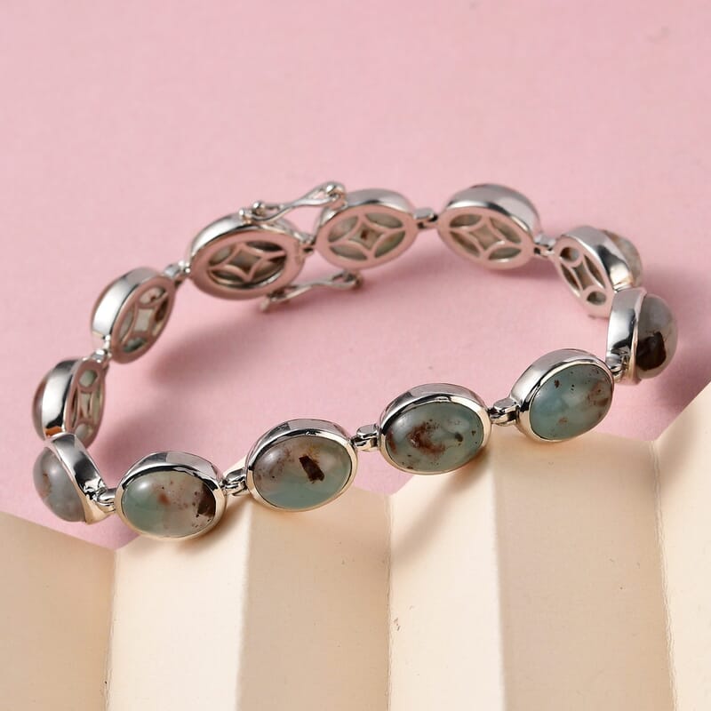 Zimbaprase Bracelet in Platinum Over Sterling Silver (6.50 In) 40.00 ctw