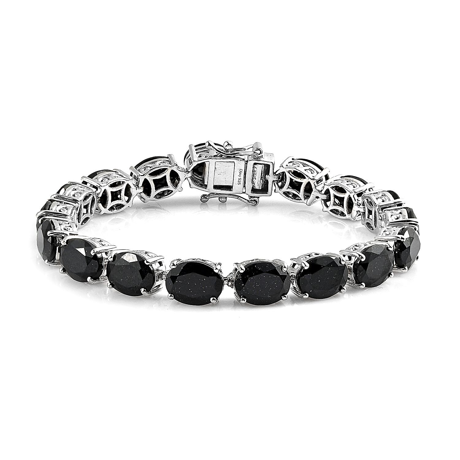 Australian Black Tourmaline Bracelet in Platinum Over Sterling Silver (6.50 In) 30.50 ctw