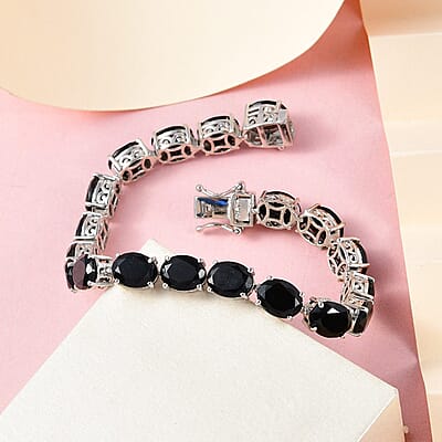 Australian Black Tourmaline Bracelet in Platinum Over Sterling Silver (6.50 In) 30.50 ctw