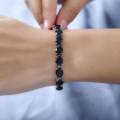 Australian Black Tourmaline Bracelet in Platinum Over Sterling Silver (6.50 In) 30.50 ctw