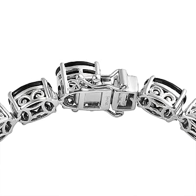 Australian Black Tourmaline Bracelet in Platinum Over Sterling Silver (6.50 In) 30.50 ctw