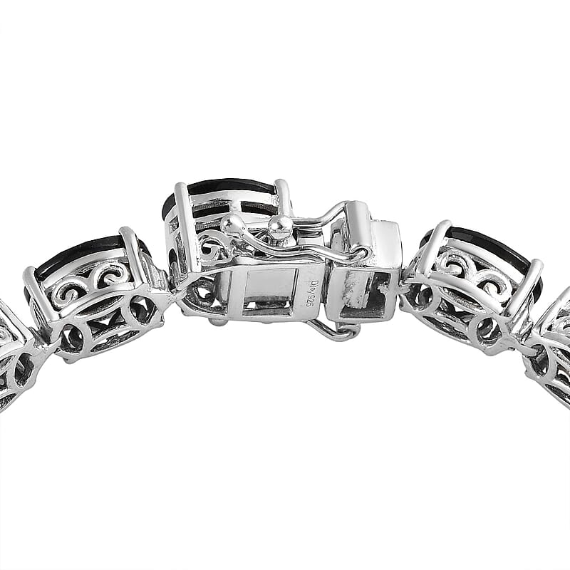 Australian Black Tourmaline Bracelet in Platinum Over Sterling Silver (6.50 In) 30.50 ctw