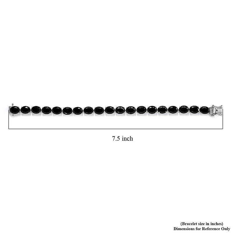 Australian Black Tourmaline Tennis Bracelet in Platinum Over Sterling Silver (7.25 In) 46.00 ctw