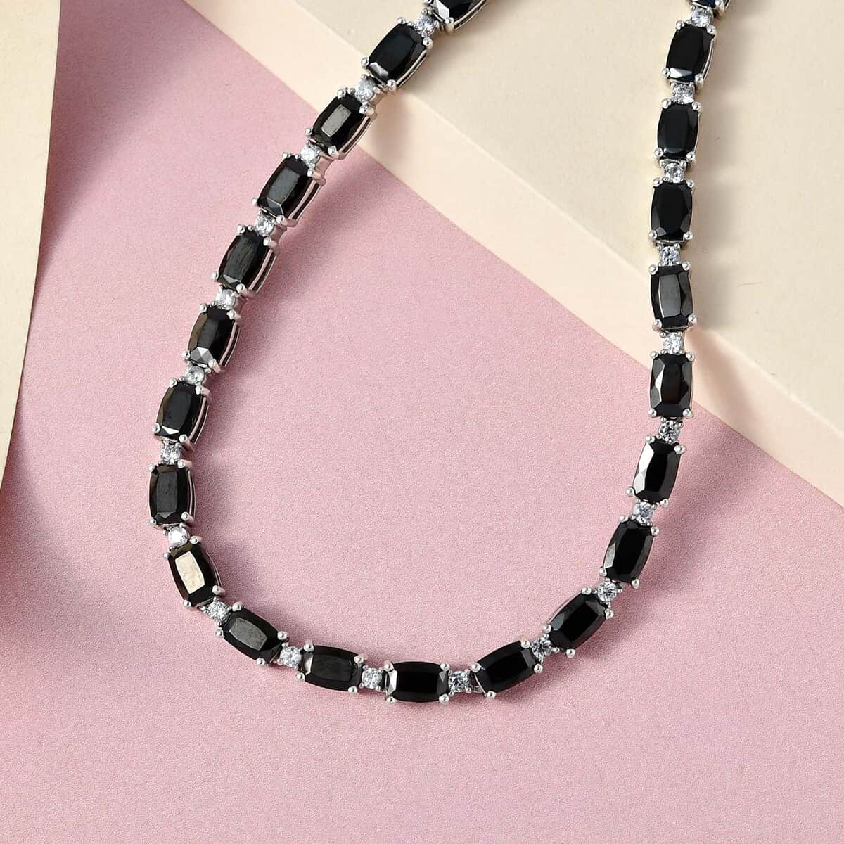 Elite Shungite and White Zircon Necklace 18 Inches in Platinum Over Sterling Silver 22.90 ctw image number 1