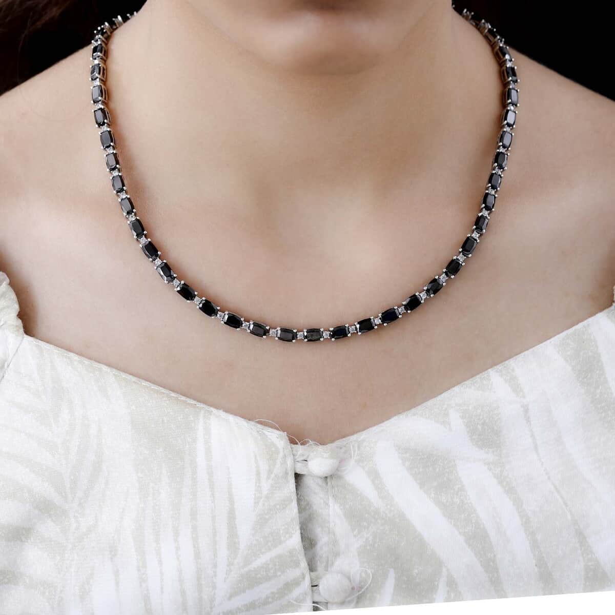 Elite Shungite and White Zircon Necklace 18 Inches in Platinum Over Sterling Silver 22.90 ctw image number 2