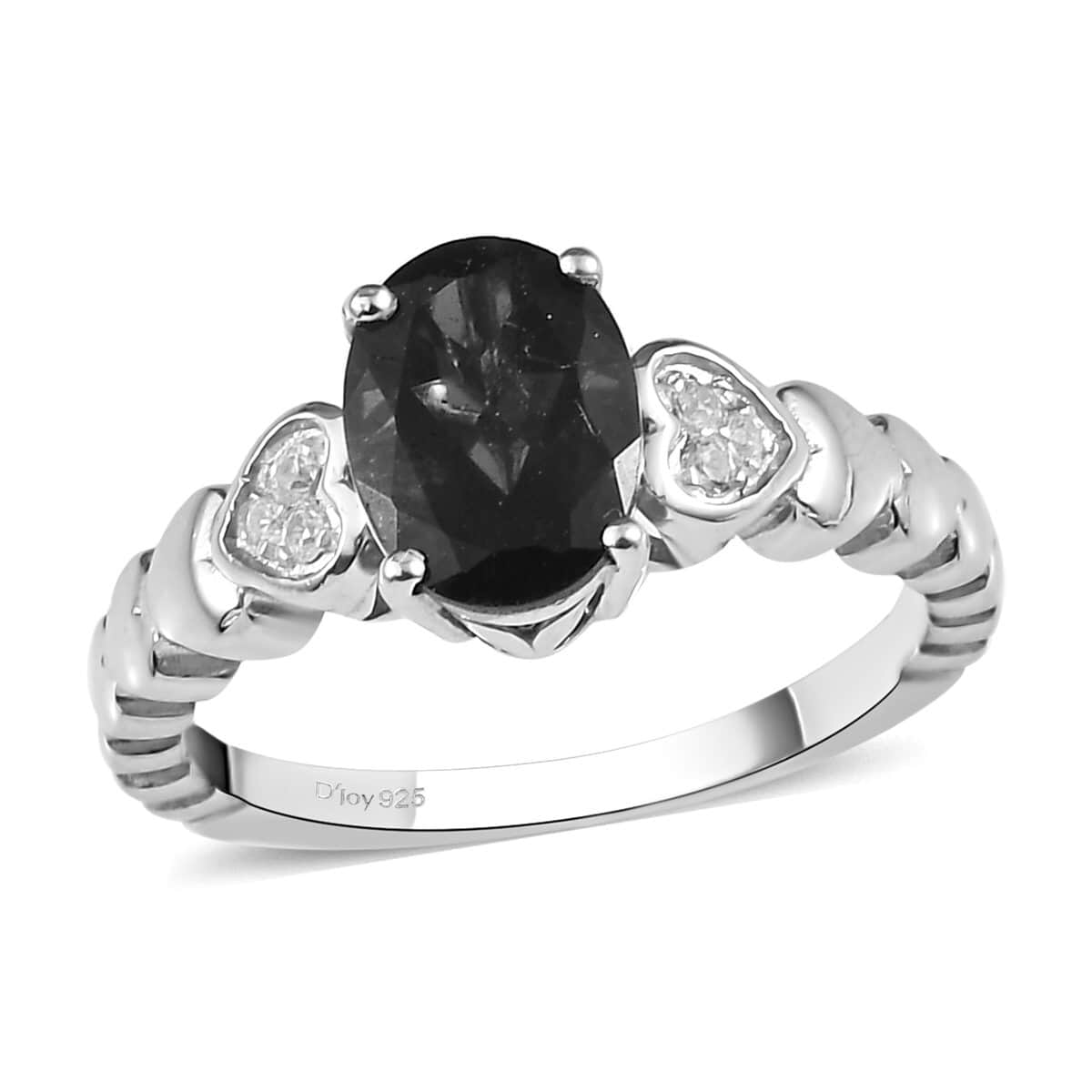 Catalina Iolite and Natural White Zircon Ring in Platinum Over Sterling Silver (Size 7.0) 1.70 ctw image number 0