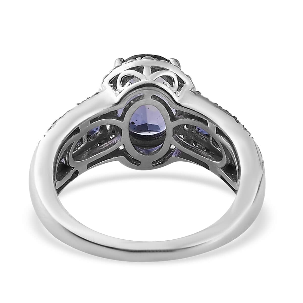 Catalina Iolite, Brown and White Zircon Ring in Platinum Over Sterling Silver 2.30 ctw image number 4