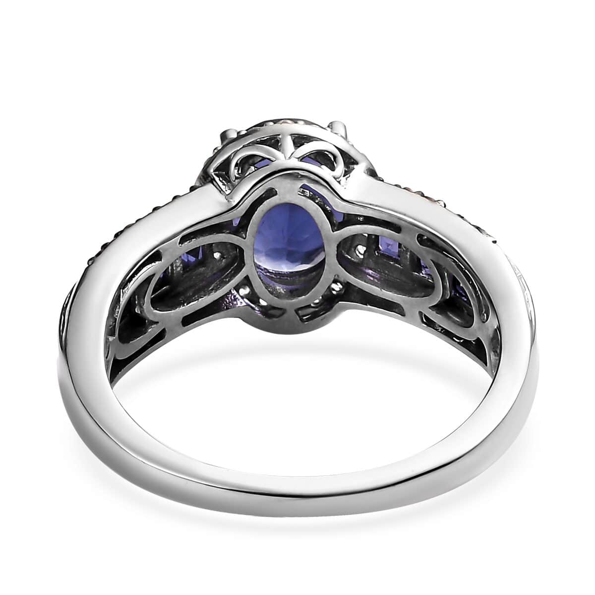 Catalina Iolite, Brown and White Zircon Ring in Platinum Over Sterling Silver (Size 8.0) 2.30 ctw image number 4