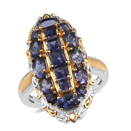 Catalina Iolite Elongated Ring in Vermeil Yellow Gold and Platinum Over Sterling Silver (Size 10.0) 2.35 ctw image number 0