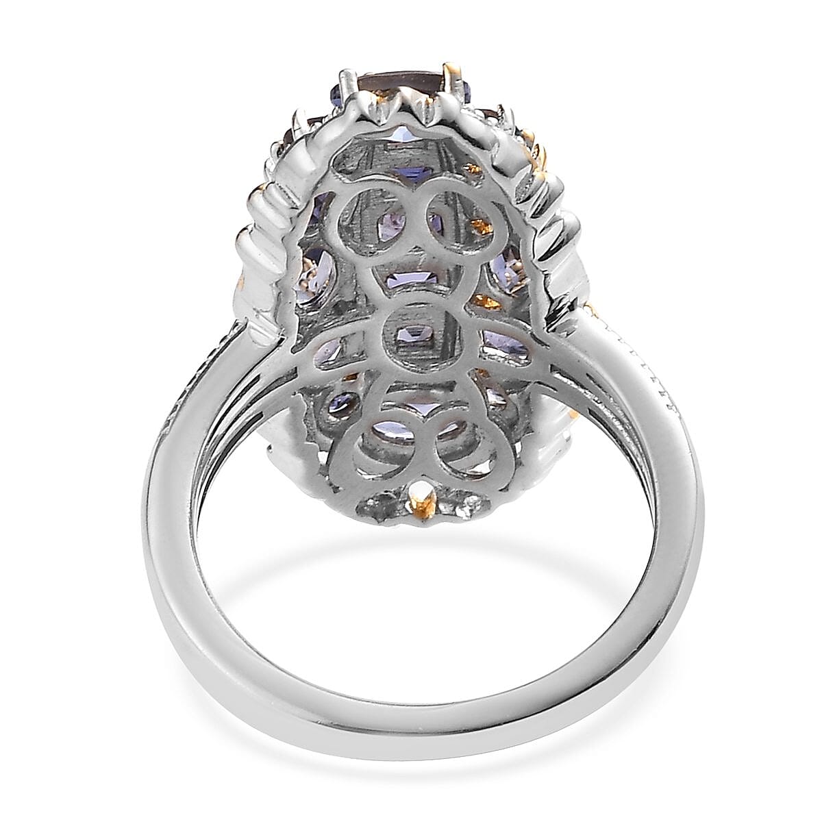 Catalina Iolite Elongated Ring in Vermeil Yellow Gold and Platinum Over Sterling Silver (Size 8.0) 2.35 ctw image number 4