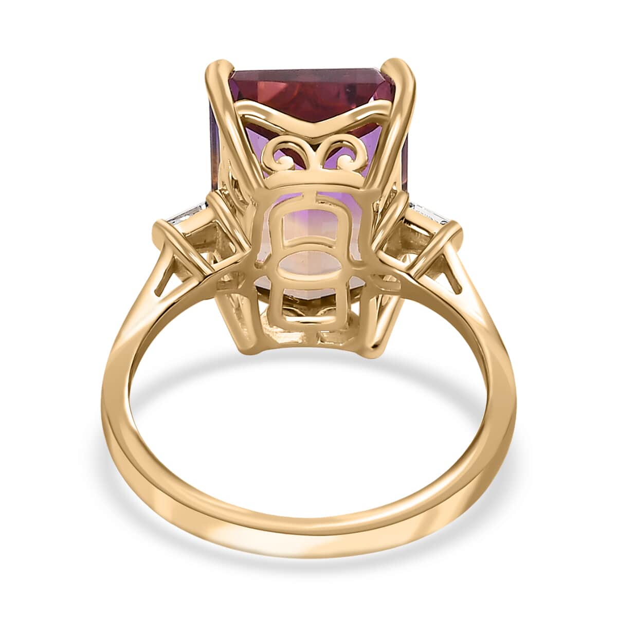 Luxoro 10K Yellow Gold AAA Anahi Ametrine and Diamond Ring (Size 7.0) 7.75 ctw image number 4