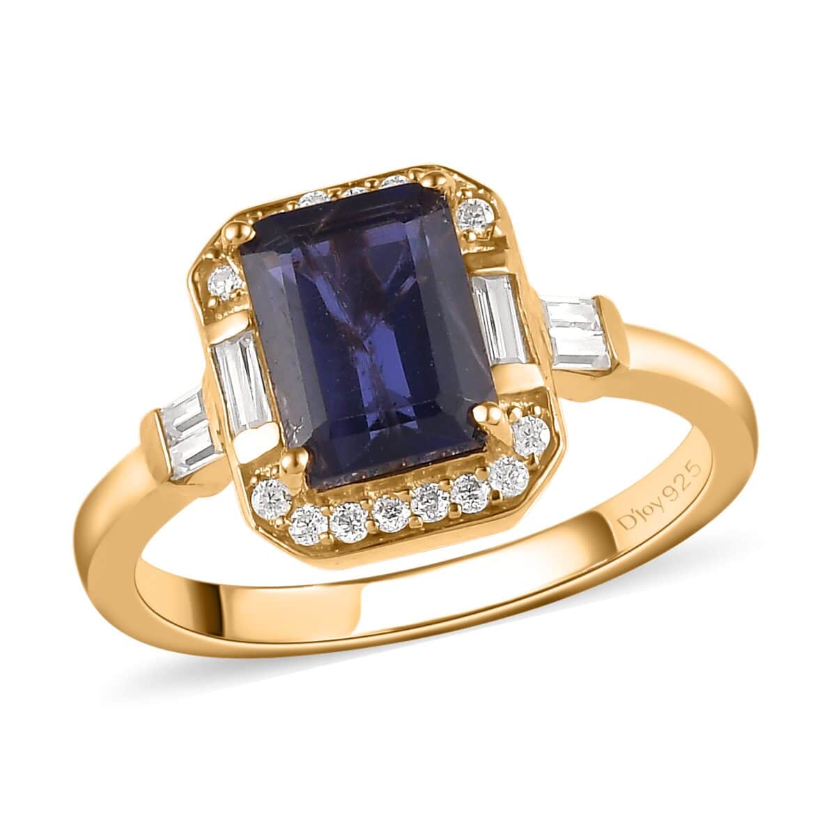 Catalina Iolite and Moissanite Ring in Vermeil Yellow Gold Over Sterling Silver 2.15 ctw image number 0