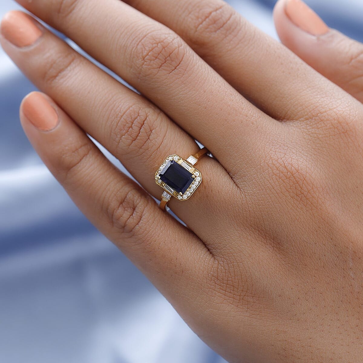 Catalina Iolite and Moissanite Ring in Vermeil Yellow Gold Over Sterling Silver (Size 7.0) 2.15 ctw image number 2