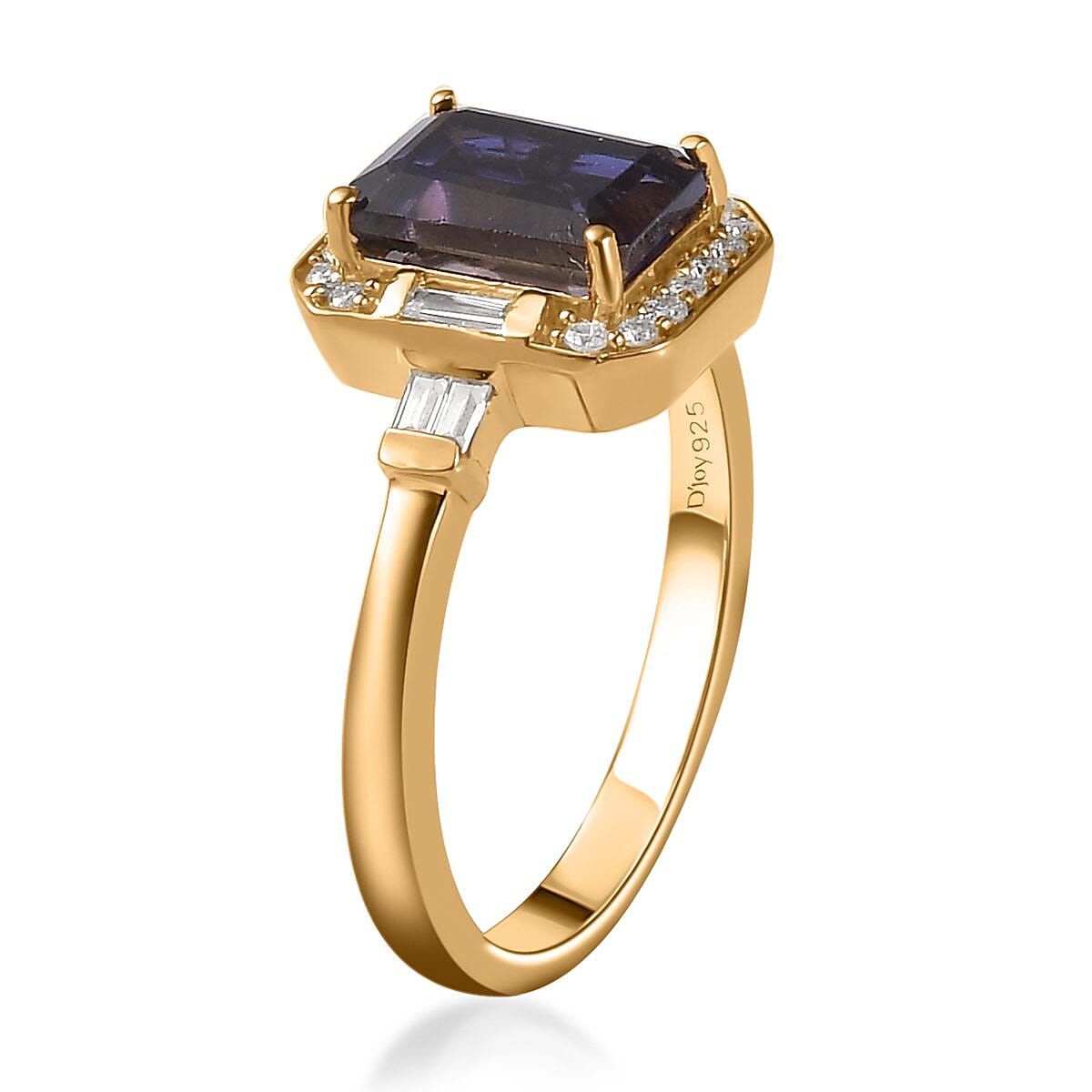 Catalina Iolite and Moissanite Ring in Vermeil Yellow Gold Over Sterling Silver (Size 7.0) 2.15 ctw image number 3