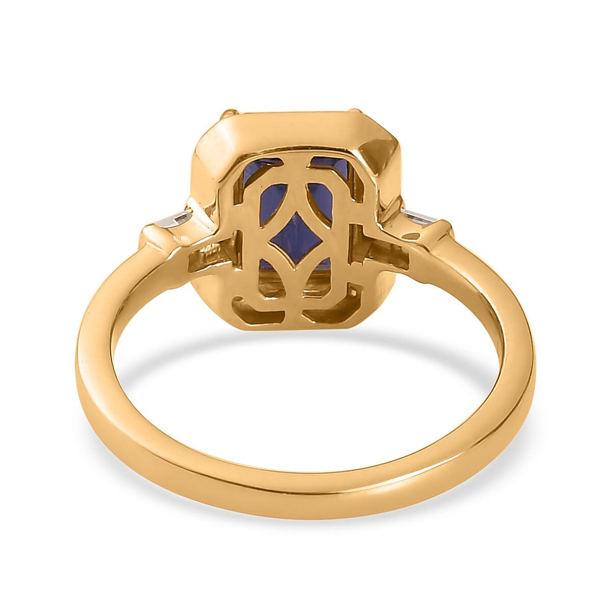 Catalina Iolite and Moissanite Ring in Vermeil Yellow Gold Over Sterling Silver (Size 7.0) 2.15 ctw image number 4