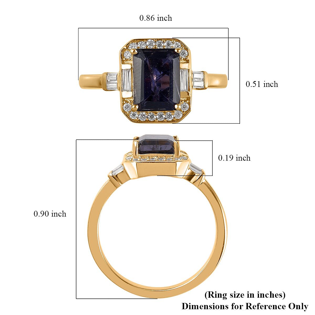 Catalina Iolite and Moissanite Ring in Vermeil Yellow Gold Over Sterling Silver (Size 7.0) 2.15 ctw image number 5