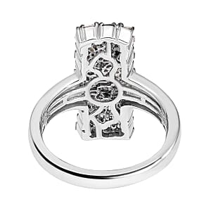 Multi Diamond 0.51 ctw Cluster Ring in Platinum Over Sterling Silver (Size 11.5)